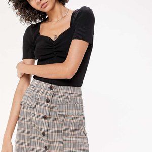 UO PENNSPORT PLAID BUTTON MINI SKIRT | Medium